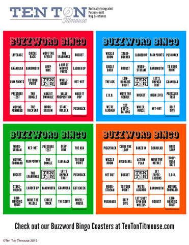 Ten Ton Titmouse Free Download PDF of Buzzword Bingo set of 4 color 8.5 by 11 print out