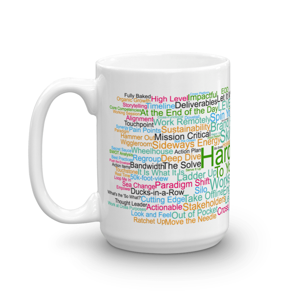 Funny Mug: Hard Stop, word cloud, Morning Buzzword Collection