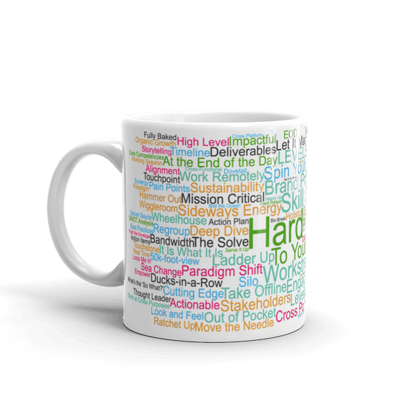 Funny Mug: Hard Stop, word cloud, Morning Buzzword Collection