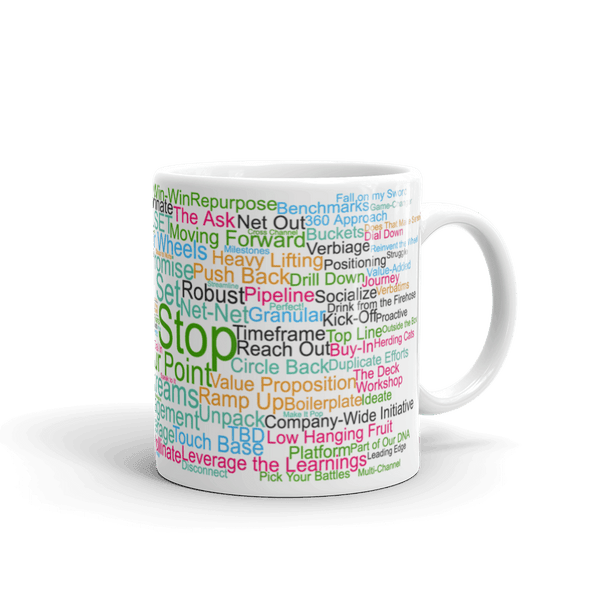 Funny Mug: Hard Stop, word cloud, Morning Buzzword Collection